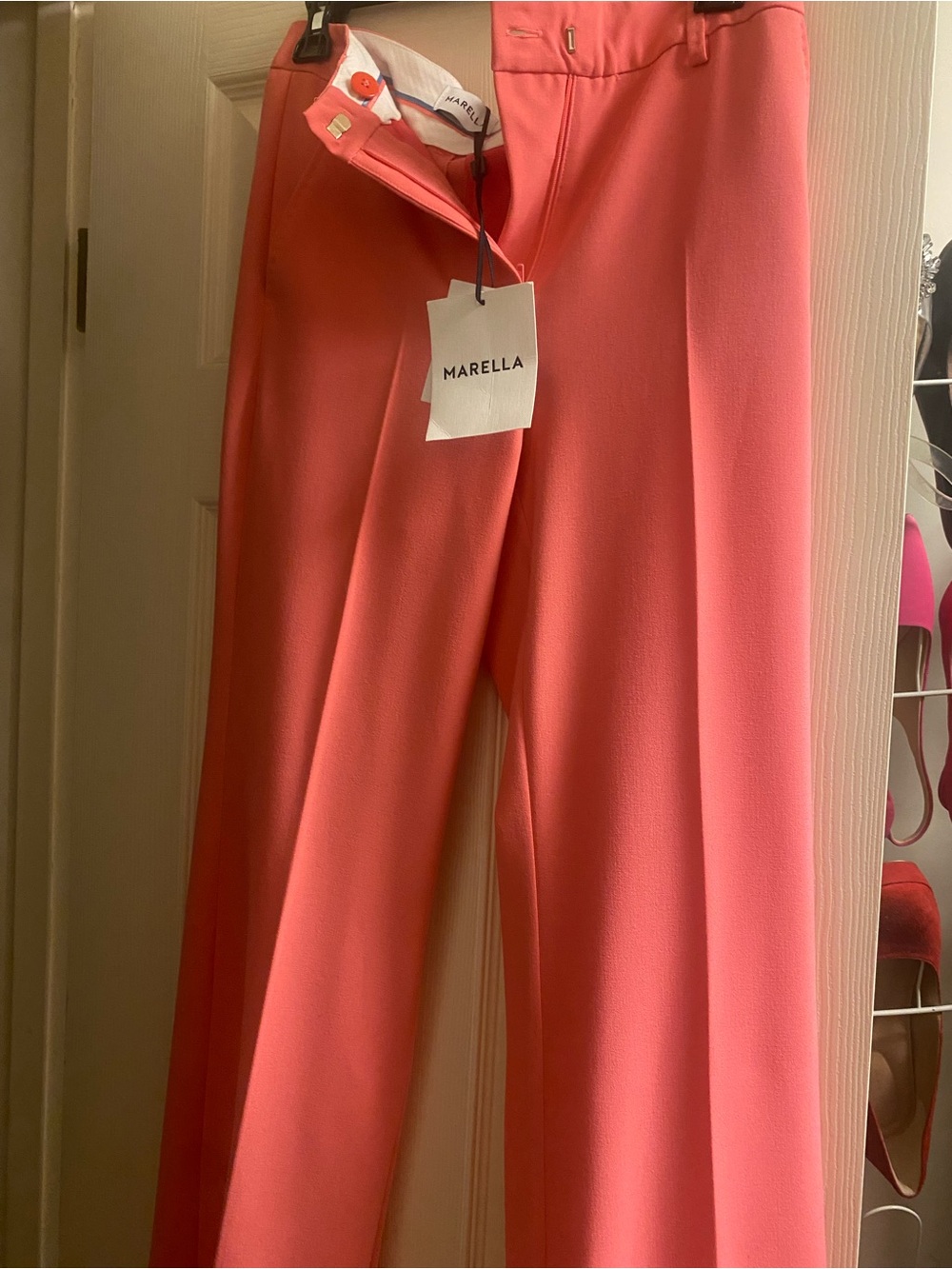 MARELLA Coral Pink Wide-Leg Tailored Pants